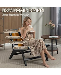 Rainsken Pu Leather Accent Chairs, Wood Frame Armless Chair, Mid Century Side Chair Indoor, for Living Room Bedroom Sunroom Outdoor