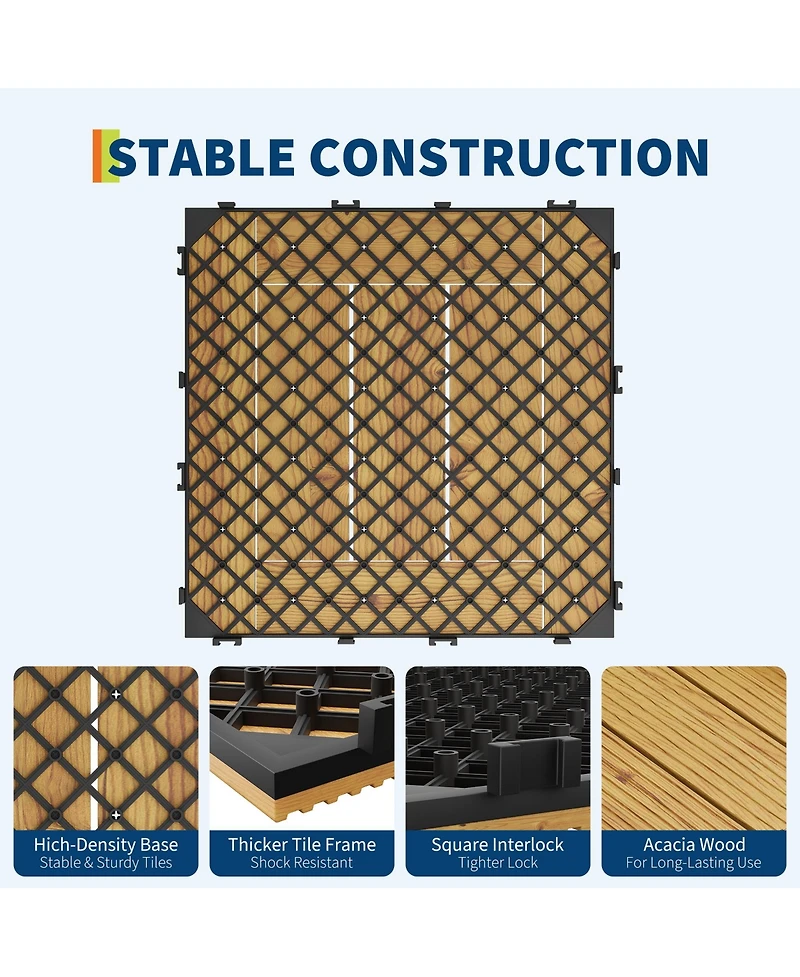 gaomon Water Resistant Wood Patio Flooring Deck Tiles for Indoor and Outdoor Use