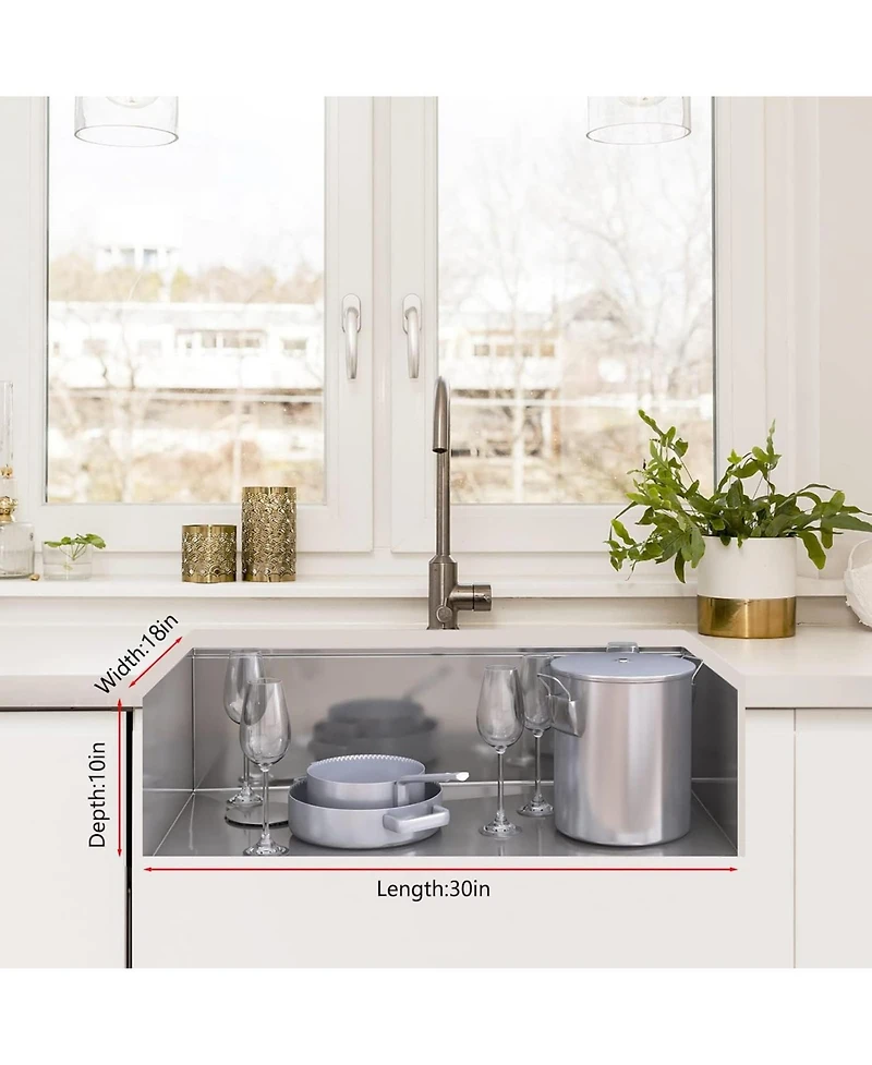 Gaomon Undermount Kitchen Sink 16 Gauge 304 Stainless Steel Single Bowl Deep Flat Bottom with Grid and Drain Kit