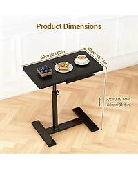 Gaomon Adjustable Rolling Laptop Desk, Overbed Table with Tilting Top, Mobile Standing Desk on Wheels for Bedroom, Office, Bedside, Small Spaces