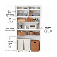 gaomon H Kitchen Cabinet with Trash Can Storage – Trash Can Cabinet with Microwave Stand, 35.4" Wide Kitchen Pantry for Dining Room