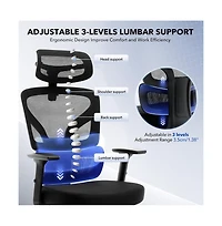 Gaomon Ergonomic Mesh Office Chair with 3D Adjustable Headrest Armrest and Retractable Footrest