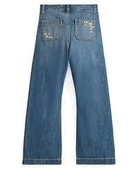 Polo Ralph Lauren Girls' 7-16 Embroidered Flared Cotton Denim Jeans