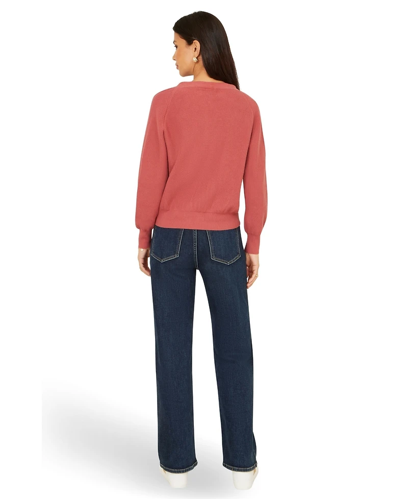 Yumi Women's Relaxed Fit With Stitch Detail Cardigan