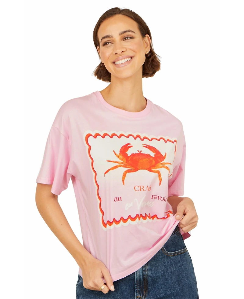 Yumi Women's Crab Vacation Print T-Shirt