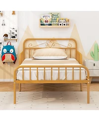 Slickblue Twin Size Bed Frame with Headboard and Safety Side Guardrails
