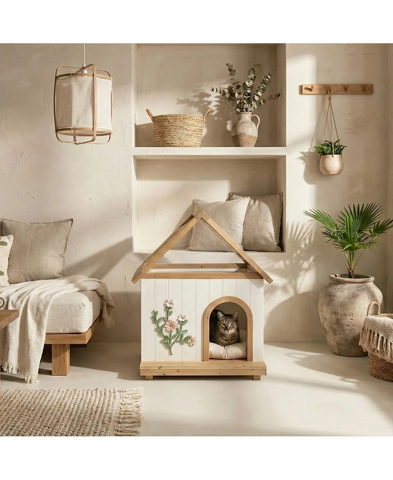 6thdruple Modern Pet House with Clear Roof and Wood Frame