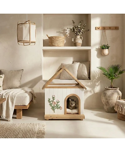 6thdruple Modern Pet House with Clear Roof and Wood Frame