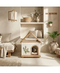 6thdruple Modern Pet House with Clear Roof and Wood Frame