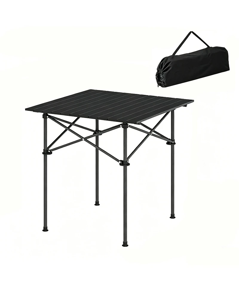 Yiortwo Portable Roll-Up Camping Table with Carry Bag, Aluminum Outdoor