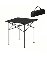 Yiortwo Portable Roll-Up Camping Table with Carry Bag, Aluminum Outdoor