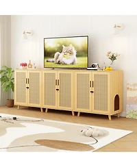 Homsee Litter Box Cabinet with Scratch-Resistant Doors - Large Wooden Cat Litter Station with Removable Shelves | Hidden Cat Toilet Furniture