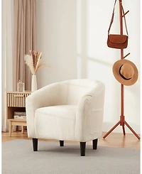 homfan Set of 2 Barrel Accent Chair Corduroy Club Chair Elegant Armchair Cozy Backrest for Living Room Bedroom Reception Room Office