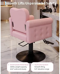 homfan Salon Styling Chair with Hydraulic Lift, 360degree(s) Swivel Lock, Pu Leather, Foam Cushion, 330 lb Capacity