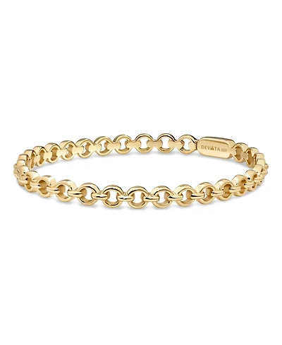 Devata Cable Link Bangle Bracelet in Gold Plated Sterling Silver, Size Medium