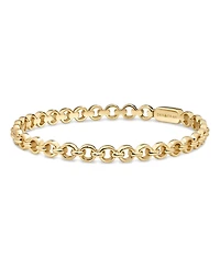 Devata Cable Link Bangle Bracelet in Gold Plated Sterling Silver, Size Medium