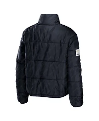Wear by Erin Andrews Women's Black New Orleans Saints Puffer Full-Zip Cropped Jacket