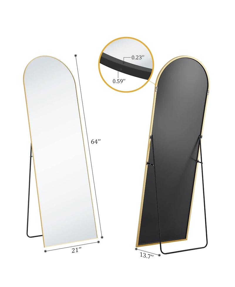 Busdays 64 x 21 Inch Gold Arched Full Length Mirror Standing Floor Mirror for Full Body