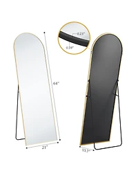Busdays 64 x 21 Inch Gold Arched Full Length Mirror Standing Floor Mirror for Full Body