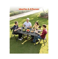 Sugift Outdoor Patio Dining Table Rectangular Metal Slat Garden Table 6 Seat