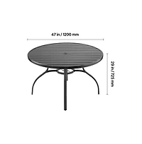 Sugift Outdoor Patio Dining Round Table Metal Steel Slat Patio Table