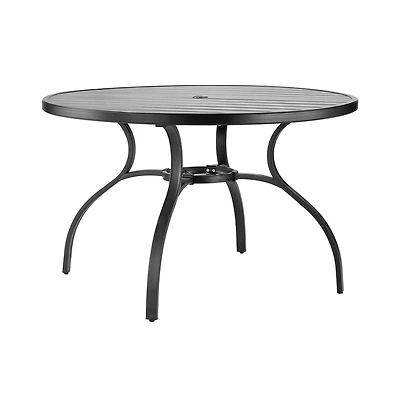 Sugift Outdoor Patio Dining Round Table Metal Steel Slat Patio Table