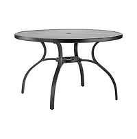 Sugift Outdoor Patio Dining Round Table Metal Steel Slat Patio Table