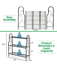 Sugift 3 Tier Scrollwork Designed Metal Plant Stand with Powder Coated Finish