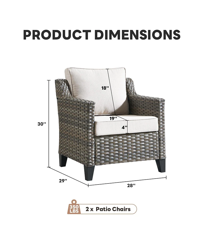 Pocassy 2 Pieces Patio Furniture Set, Outdoor Wicker Chairs of 2, All Weather High Back Rattan with Comfy Cushions for Porch Deck