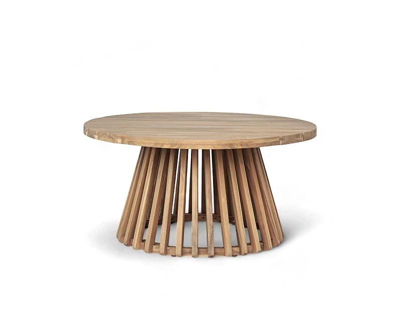 sumyeg Outdoor Acacia Wood Round Coffee Table for Patio, Balcony or Backyard