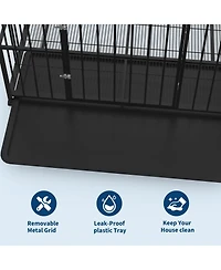Gaomon heavy-duty escape-proof dog crate, steel, chew-resistant, double door, lockable wheels, indoor/outdoor for large breeds.