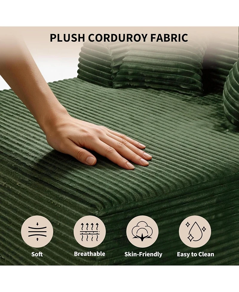 homfan Corduroy Sofa Bed - Boneless Lounge Chair with Deep Seat, 500LBS Capacity, No Assembly for Living Room or Bedroom
