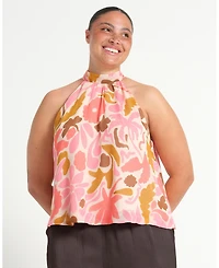 Estelle Women's Luciana Floral Halter Relaxed Summer Top