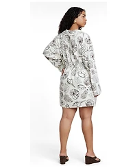 Eloquii Women's Printed Linen Mini Dress