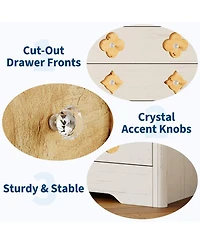homfan 3-Drawer Vertical Dresser with Floral Cutout and Crystal Knobs
