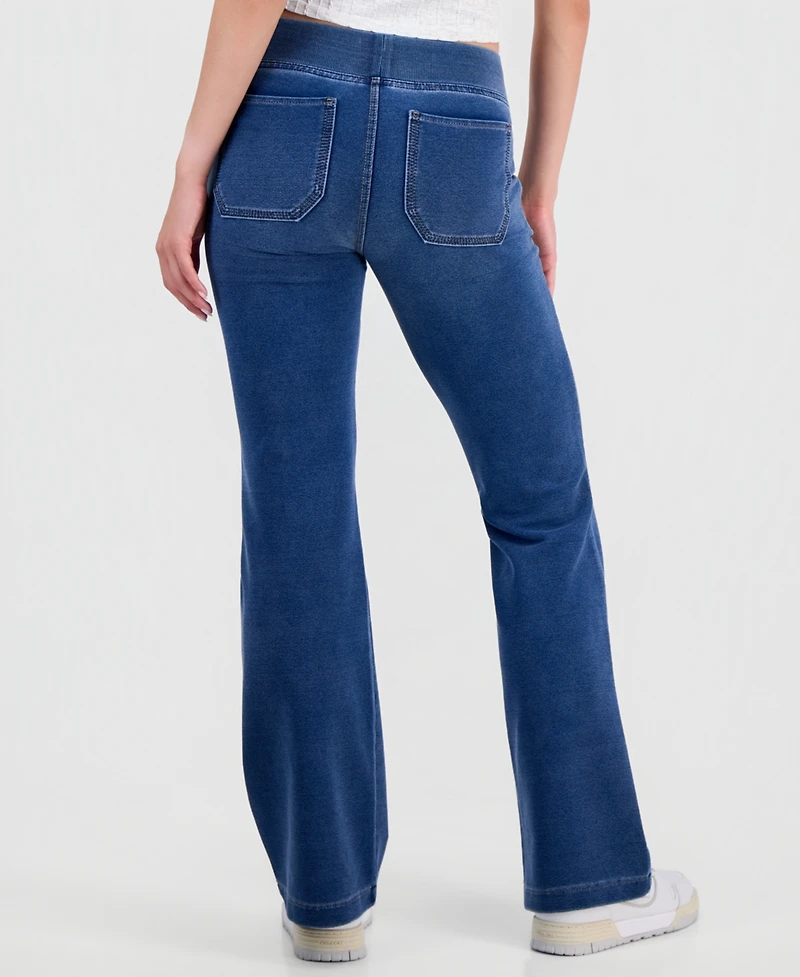 Vanilla Star Juniors' Fleece-Knit Drawstring-Waist Bootcut Jeans