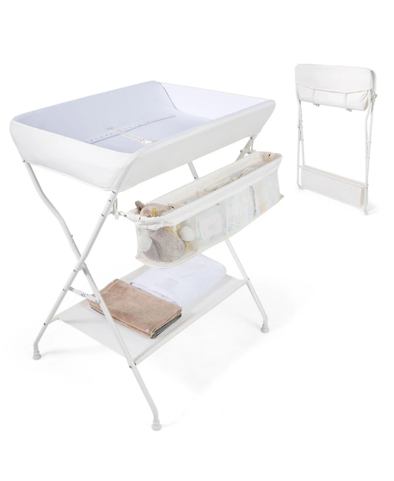 Slickblue Portable Baby Changing Table with Foldable Storage Design