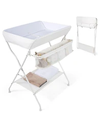 Slickblue Portable Baby Changing Table with Foldable Storage Design