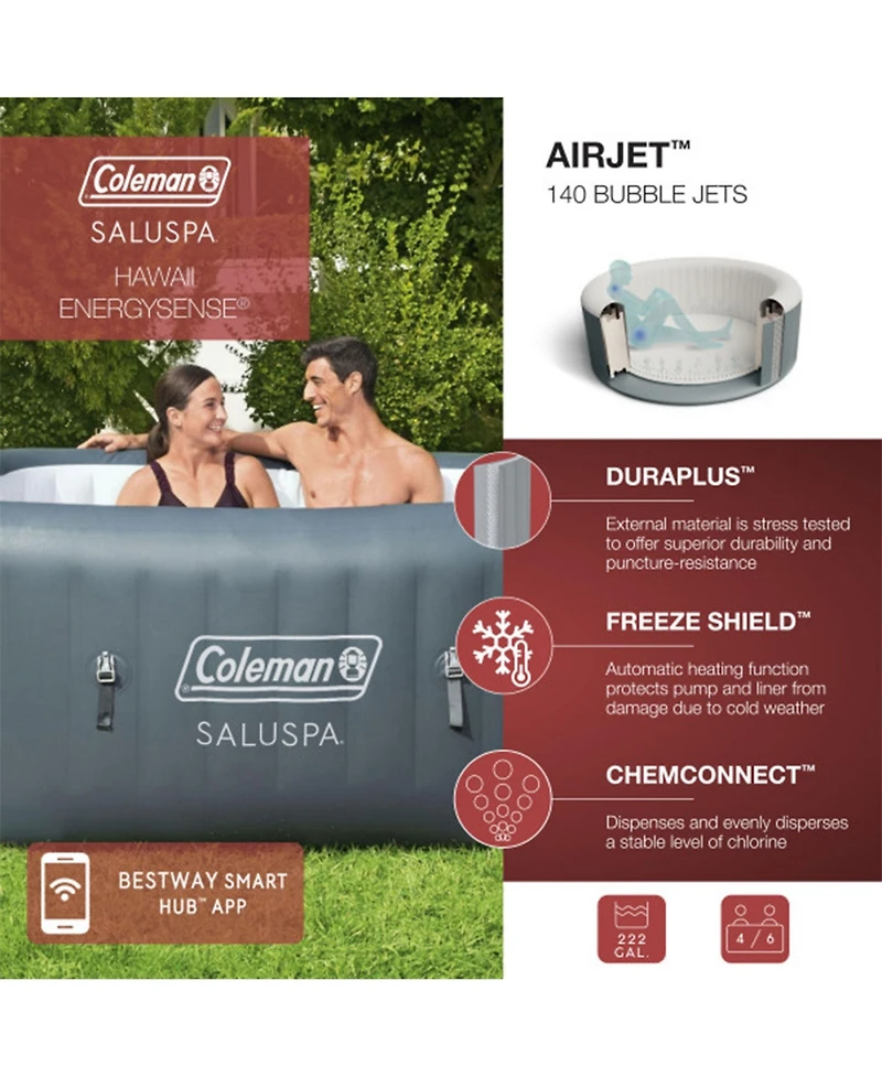 Bestway Coleman Hawaii AirJet Inflatble Hot Tub with 2 SaluSpa Non-Slip Spa Seat