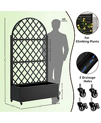 Streamdale Furniture 73" Metal Raised Garden Bed with Trellis, Drainage, and Lockable Wheels