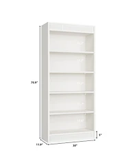 gaomon 71 Inch 5-Tier Wooden Bookshelf – Large Capacity Rustic Wood Grain Bookcase, Sturdy Mdf Construction