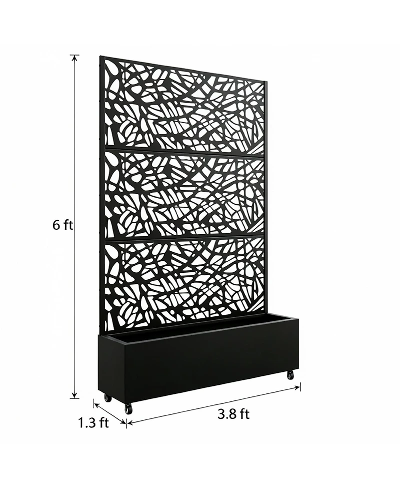 Streamdale Furniture 70.87" Leaf Pattern Privacy Screen with Planter Box
