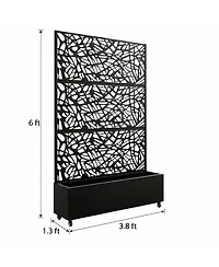 Streamdale Furniture 70.87" Leaf Pattern Privacy Screen with Planter Box