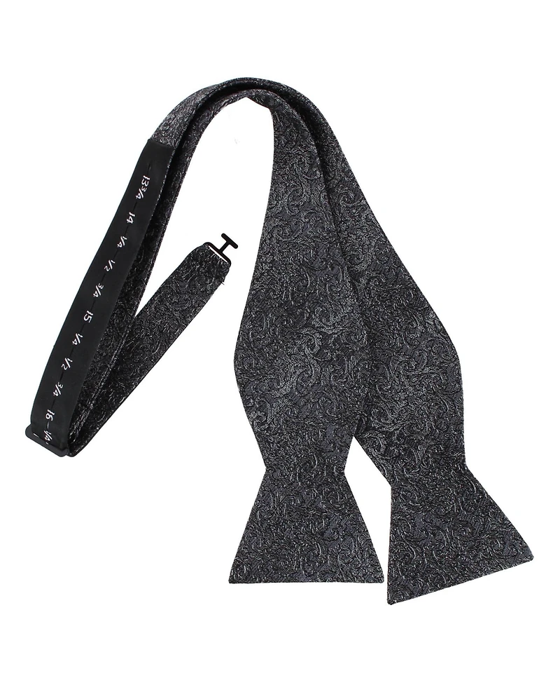 Trafalgar Men's Esteban Scrolling Vines Tone on Ton Patterned Silk Self Tie Bow Tie