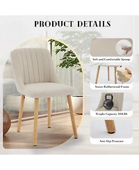 homfan Modern Fabric Upholstered Dining Chairs Set of 2, Mid-Century Kitchen Side