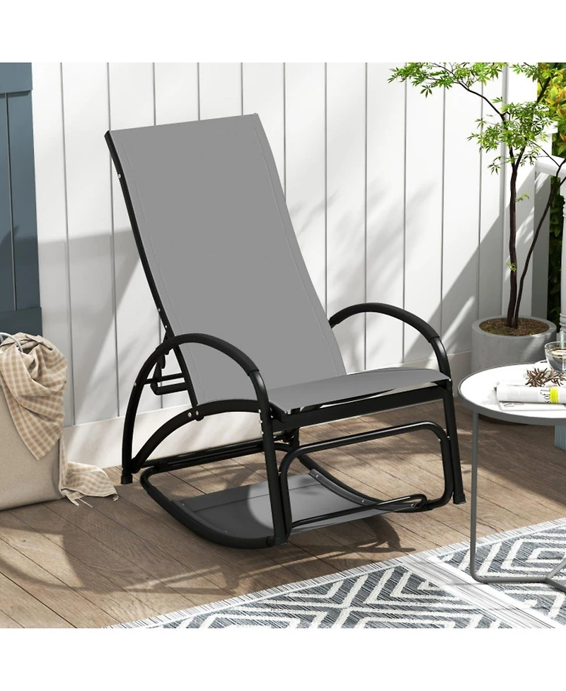 Gouun 2-in-1 Outdoor Rocking and Lounge Chair with 4-Position Backrest