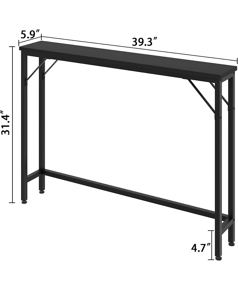 homfan 5.9" Narrow Sofa Table, Skinny Console Table with Storage, Slim Behind Couch Table for Living Room Entryway