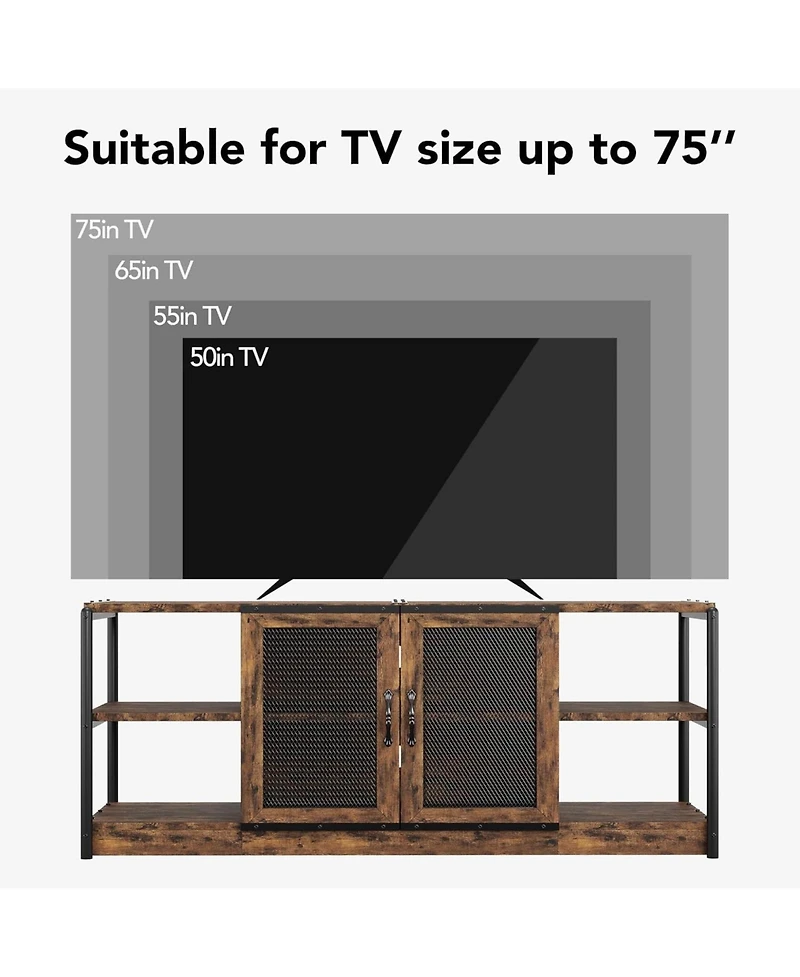 homfan Tv Stand for 65-75 Inch TVs, Farmhouse Industrial Entertainment Center with Storage Cabinet, Media Console for Living Room, Bedroom