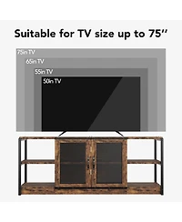 homfan Tv Stand for 65-75 Inch TVs, Farmhouse Industrial Entertainment Center with Storage Cabinet, Media Console for Living Room, Bedroom