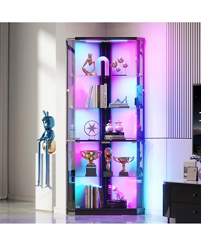 Vlsrka Corner Display Cabinet with Rgb Lights